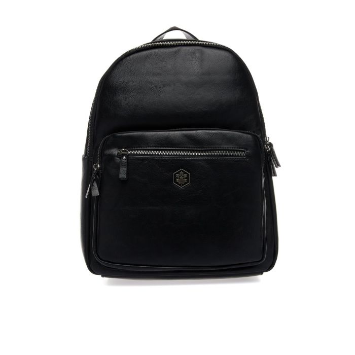 Zainetto nero con tasche esterne e logo