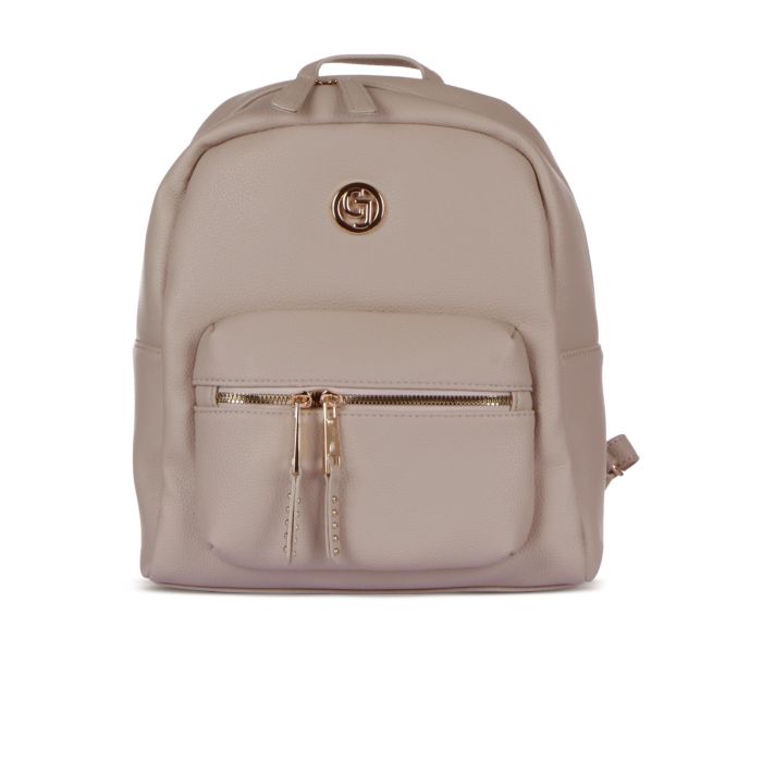 Zaino rosa da donna con tasca e zip con borchie