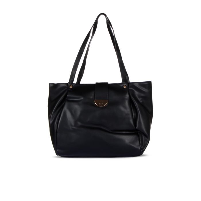Shopper nera morbida con fibbia