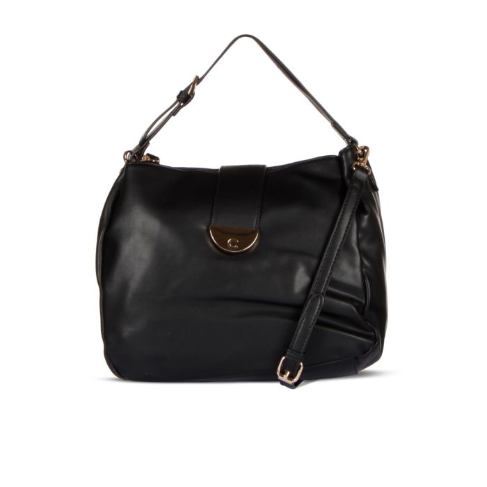 Borsa nera con manico e tracolla removibile