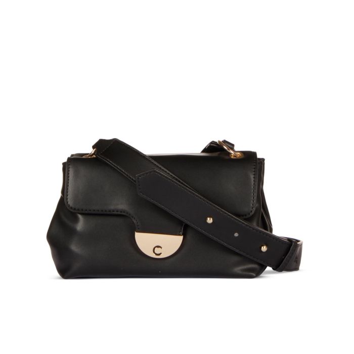 Borsa nera con maxi tracolla regolabile