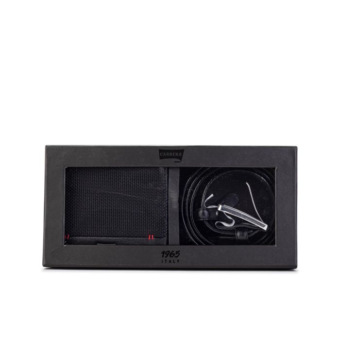 Cofanetto regalo nero da uomo con cintura e portafoglio