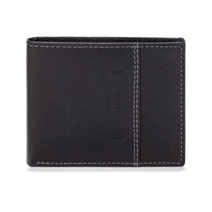 Portafoglio nero da uomo con cuciture a contrasto