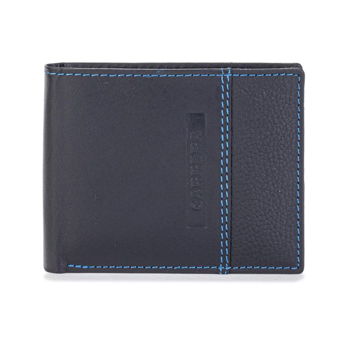 Portafoglio blu da uomo con cuciture a contrasto