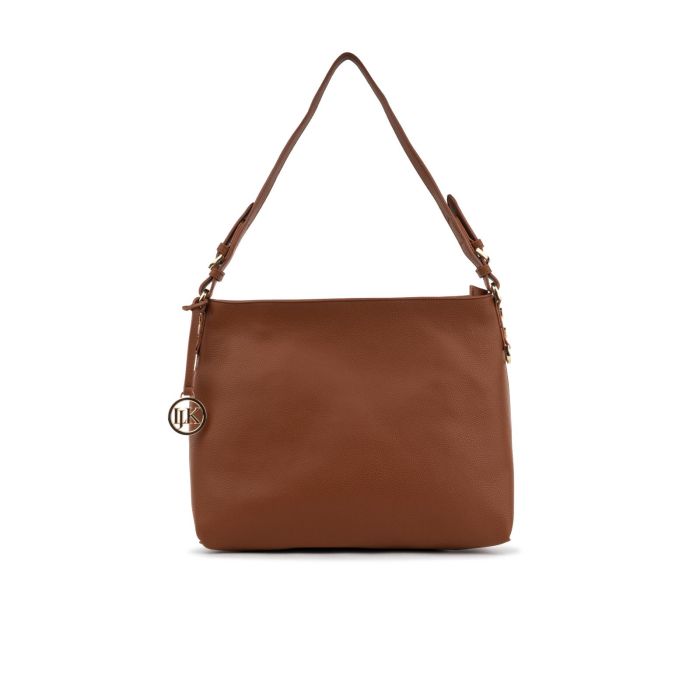 Borsa marrone a spalla da donna con ciondolo