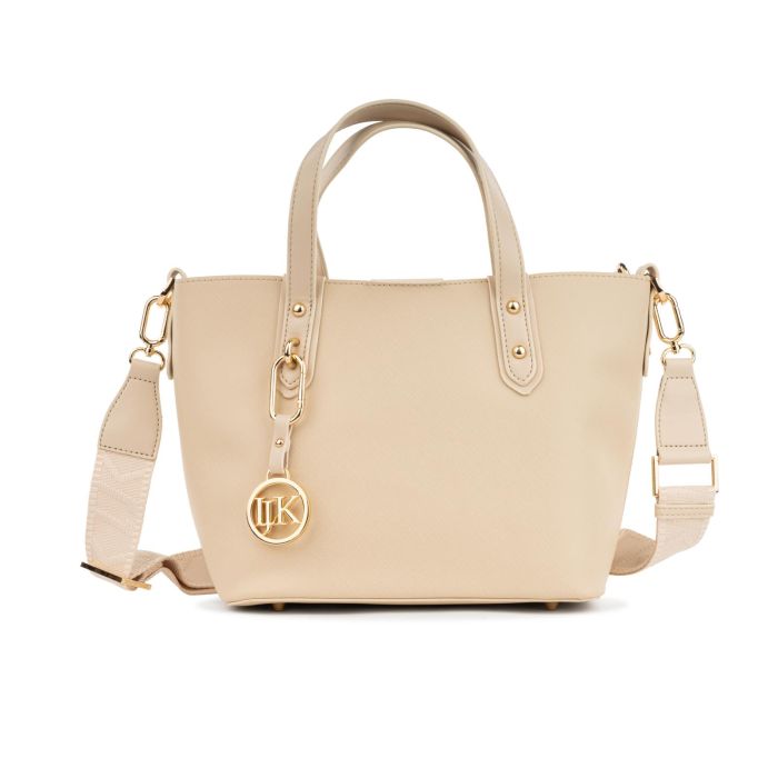 Borsa rosa da donna con ciondolo e tracolla removibile in tessuto