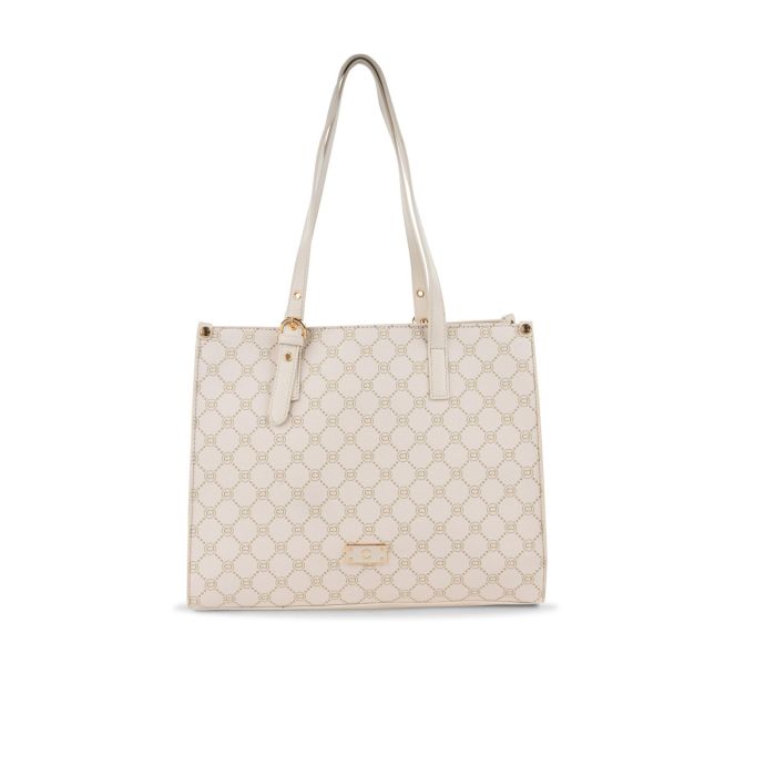 Shopper beige da donna con stampa loghi
