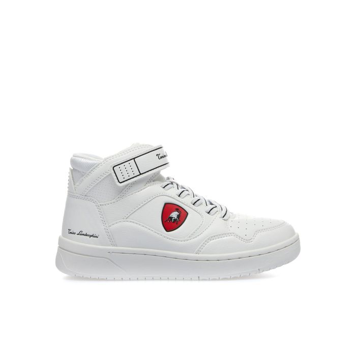 Sneakers alte basket bianche da bambino con stemma