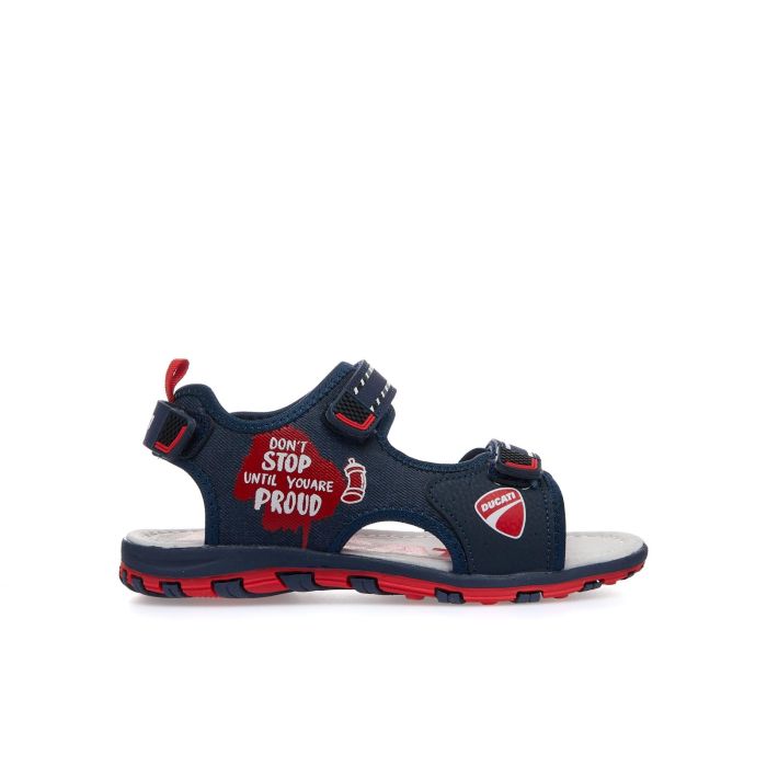 Sandali blu con velcro e logo