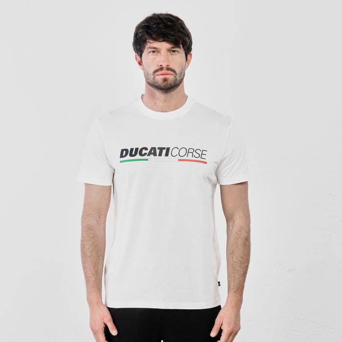 T-shirt bianca con maniche corte e logo