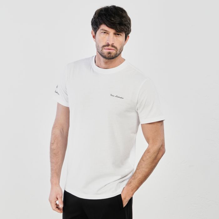 T-shirt bianca maniche corte con logo