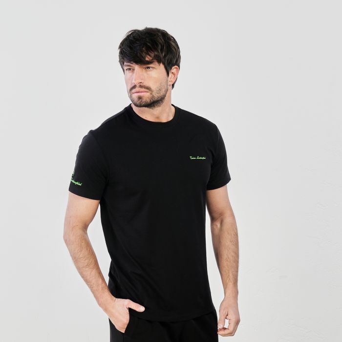 T-shirt nera maniche corte con logo