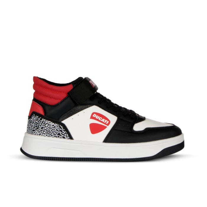 Sneakers basket nere e bianche da ragazzo modello Loco X