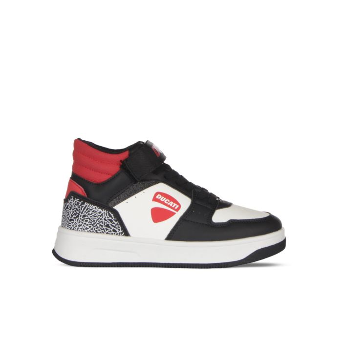 Sneakers basket nere e bianche da bambino modello Loco X