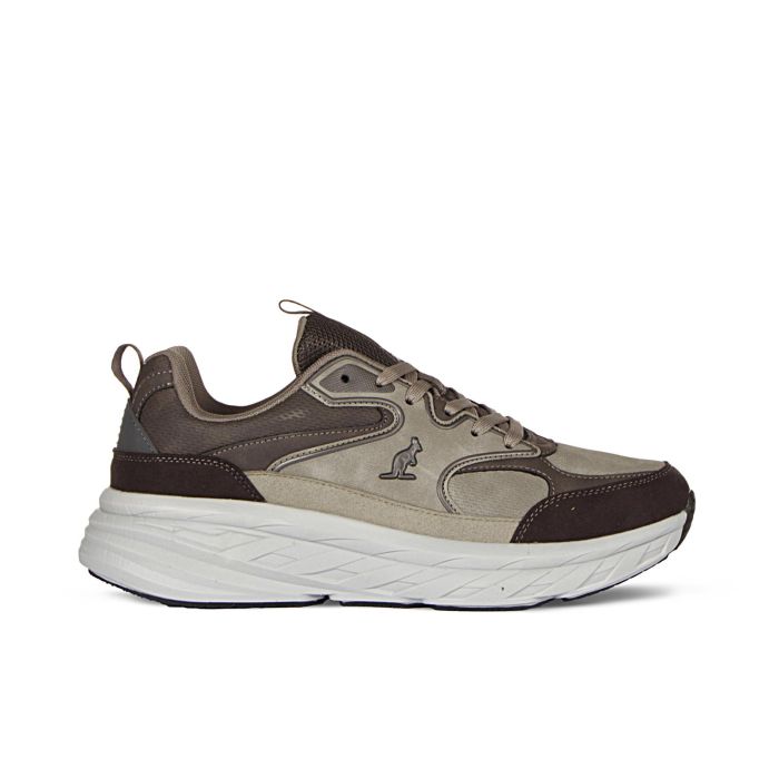 Sneakers uomo beige da palestra con logo e suola platform