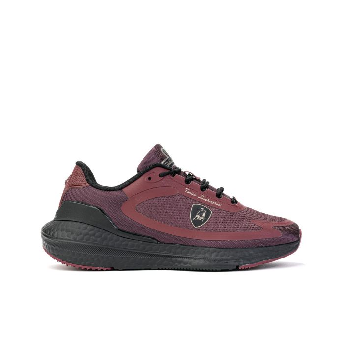 Sneakers bordeaux in tessuto con stemma laterale e suola chunky