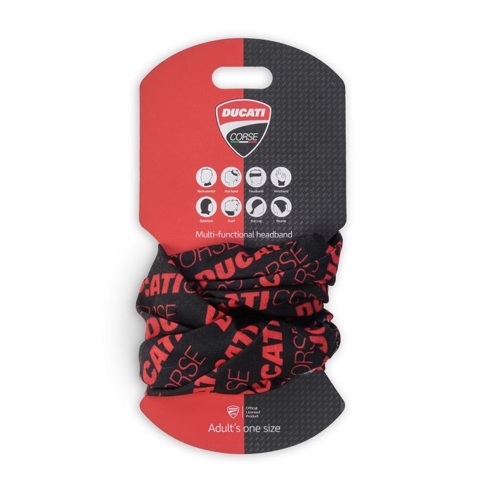 Bandana mutli-funzione nera da uomo con loghi