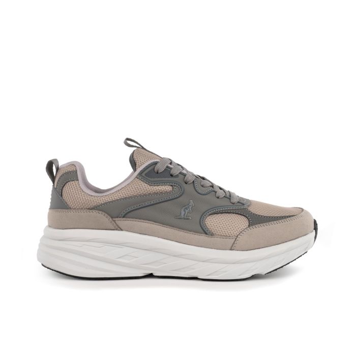 Sneakers uomo beige da palestra con loga laterale e suola chunky