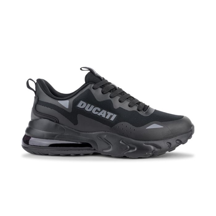Sneakers sportive nere da uomo con inserti in mesh e bolla d'aria Ducati