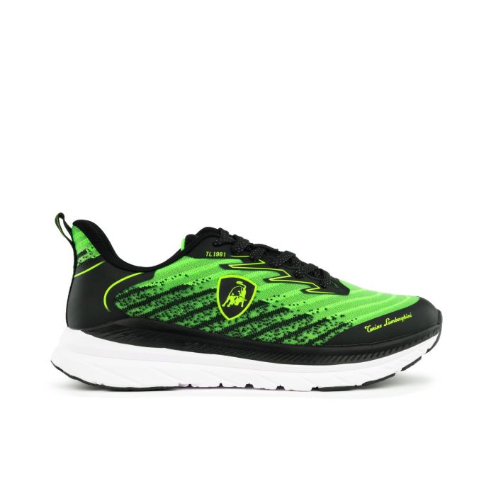 Sneakers da palestra verde fluo da uomo con logo laterale e suola chunky