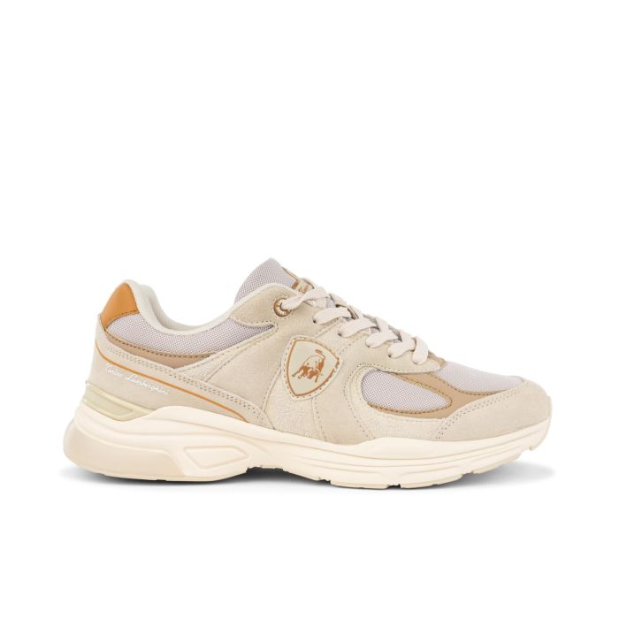 Sneakers basse beige da uomo con suola chunky