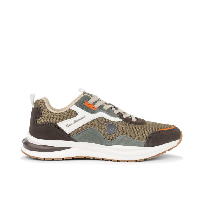 Sneakers verdi con dettagli colorati e suola chunky