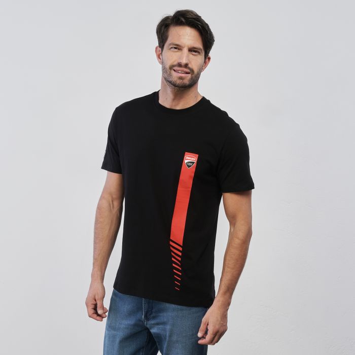 T-shirt sportiva nera da uomo con logo e maniche corte