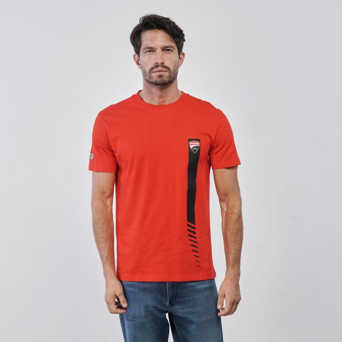 T-shirt sportiva rossa da uomo con logo e maniche corte
