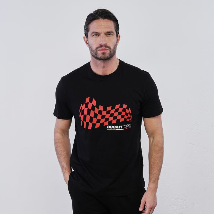 T-shirt sportiva nera da uomo in contone con logo e maniche corte