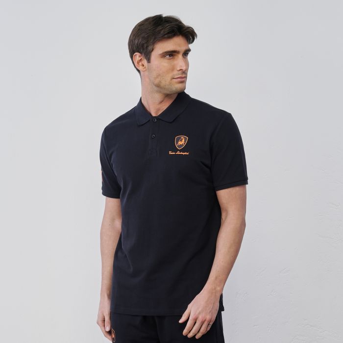 Polo blu da uomo maniche corte con logo