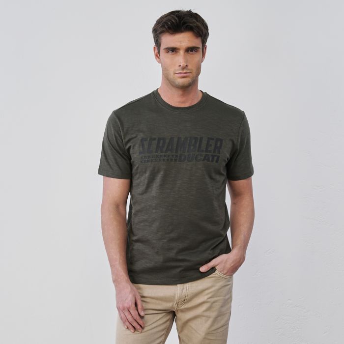 T-shirt grigia da uomo maniche corte con maxi logo