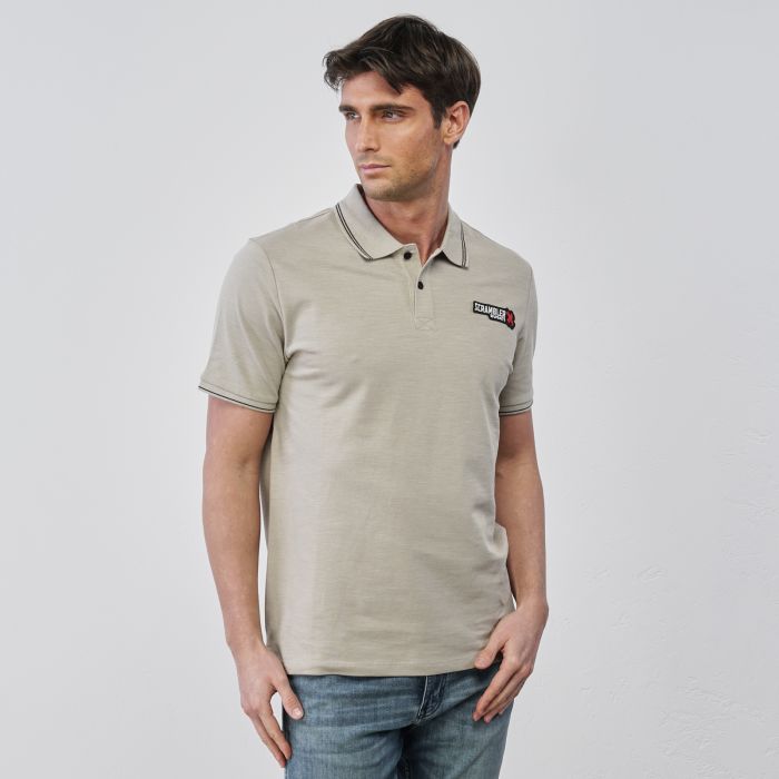 Polo beige da uomo maniche corte con logo