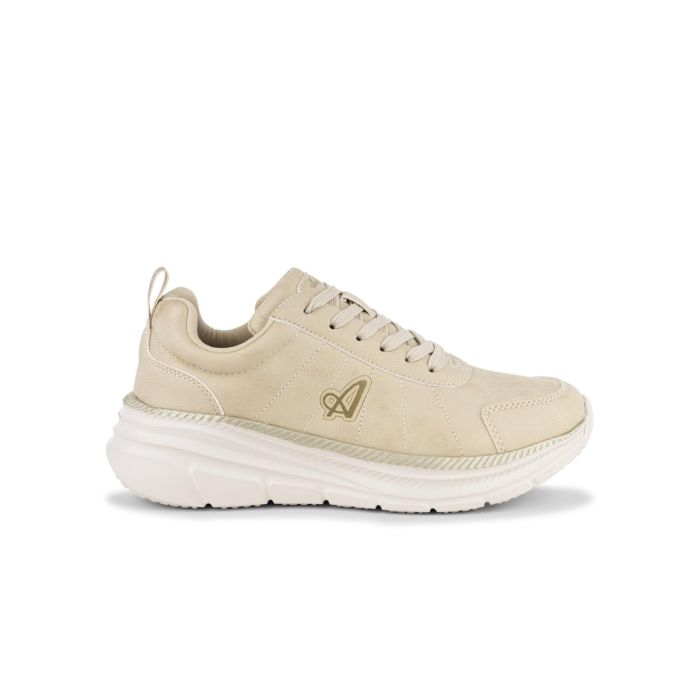 Sneakers da palestra beige da donna con suola chunky e logo