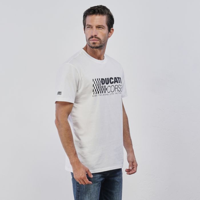 T-shirt bianca da uomo maniche corte in cotone con logo