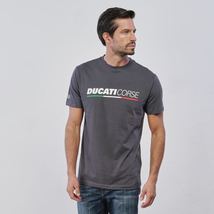 T-shirt grigia da uomo maniche corte in cotone con maxi logo