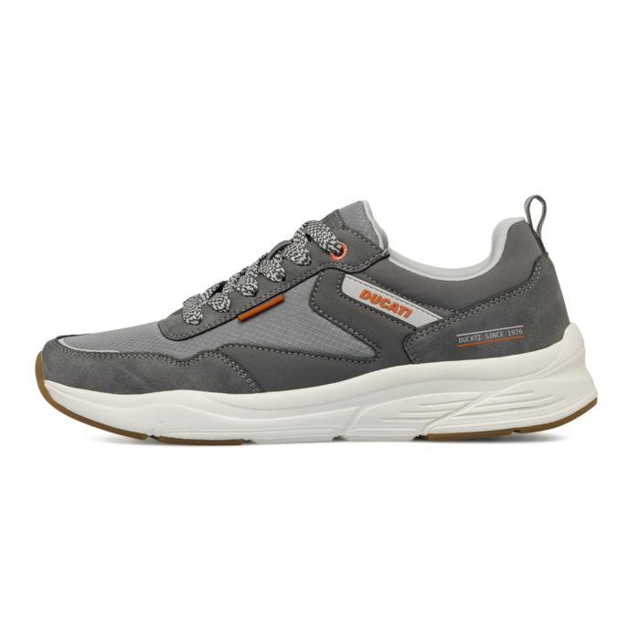 Sneakers grigie da uomo con dettagli a contrasto e lacci bicolore Ducati