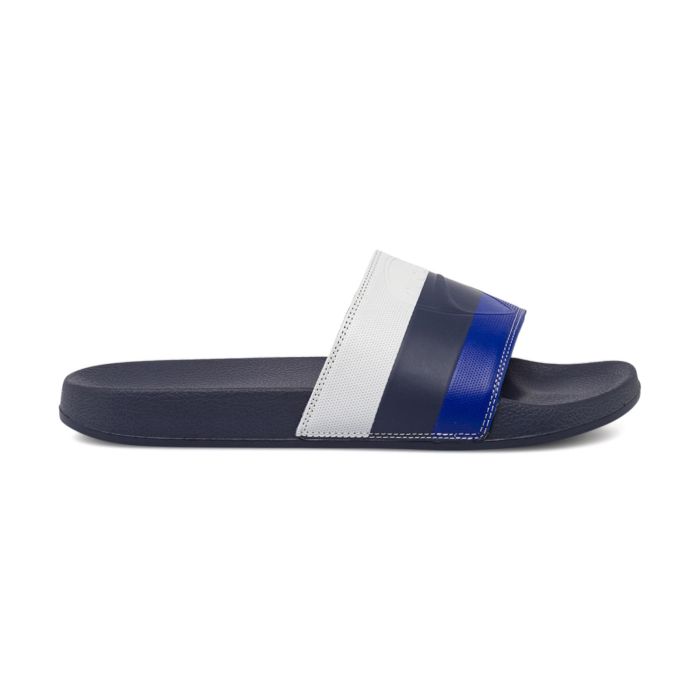 Ciabatte mare a fascia da uomo blu e bianche sportive con logo Ducati