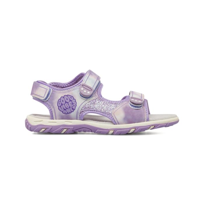Sandali lilla da bambina con glitter e scritte effetto tie-dye Alesya Girl
