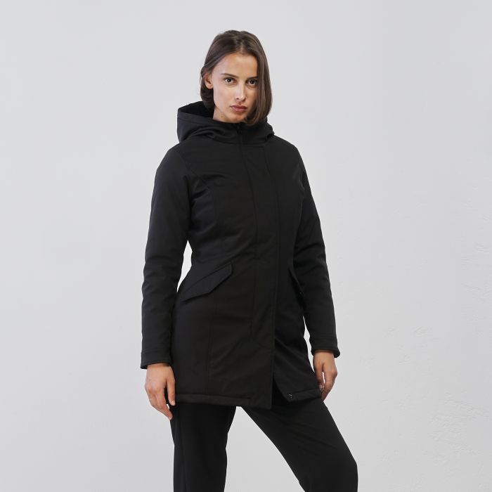 Giacca nera con zip, tasconi e cappuccio KATE CUT Scarpe&Scarpe