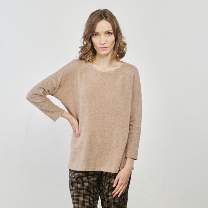Maglione beige girocollo ampio