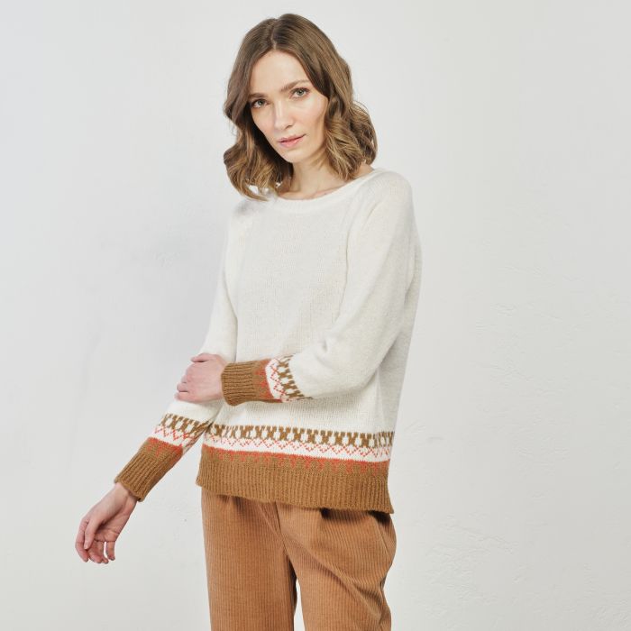 Maglione bianca con dettaglio fantasia