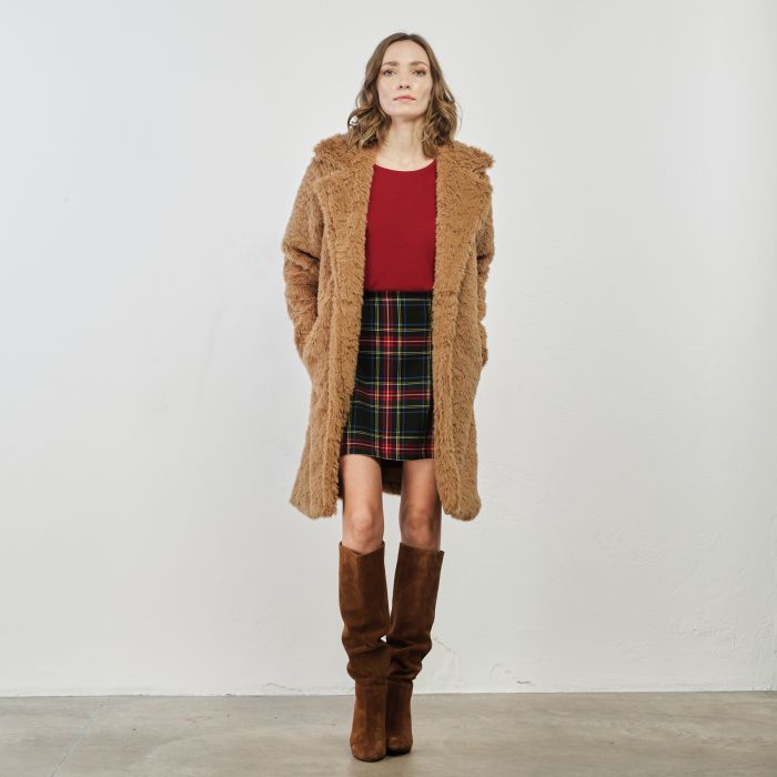 Cappotto marrone in eco pelliccia