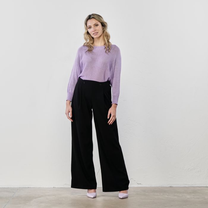 Pantaloni neri ampi con bottoncini