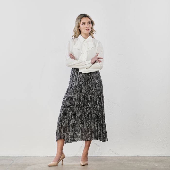 Gonna midi nera e bianca plissè