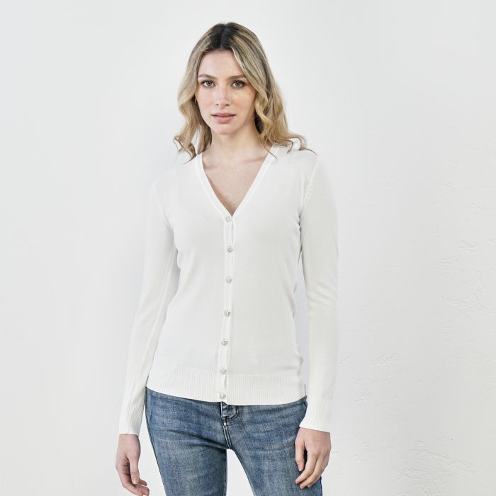 Cardigan bianco con bottoncini
