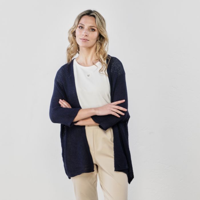 Cardigan blu scuro senza bottoni