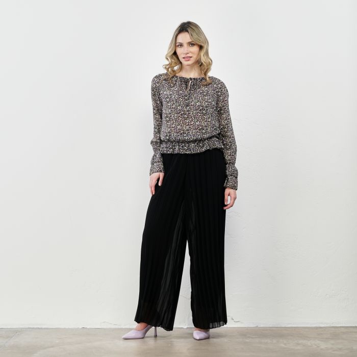 Pantaloni ampi neri plissè