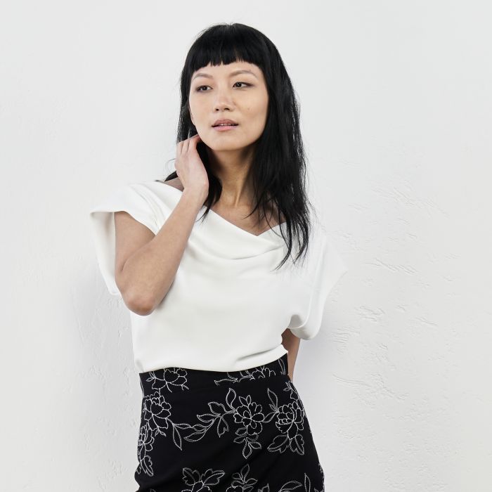 Top morbido bianco con maniche corte