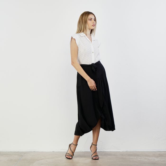 Gonna midi nera con spacco e fusciacca