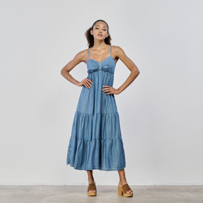 Abito midi azzurro in denim